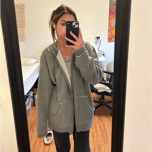 Paper denim and cloth zip up